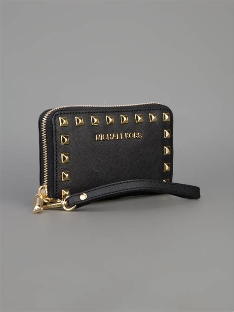 michael kors coin purse wristlet black|michael kors large wallet wristlet.